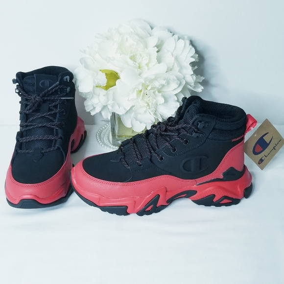 Champion Bromad C Lock Black/Scarlet Red Sneaker Boots Size 7 Youth - Picture 1 of 16